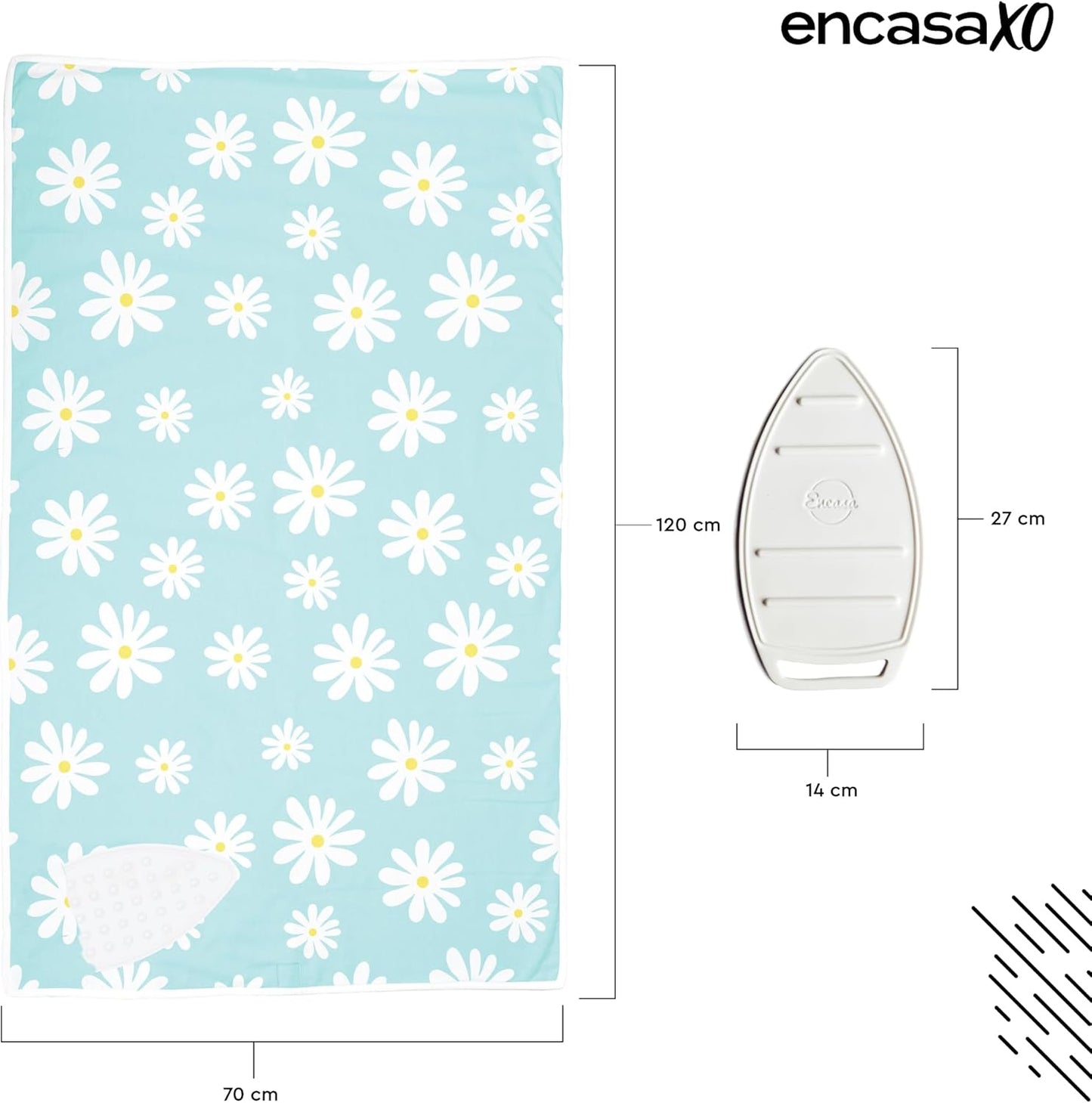Encasa XO Ironing Mat/Pad (Large 48"x28") with 3mm Padding & Silicone Iron Rest for Steam Pressing