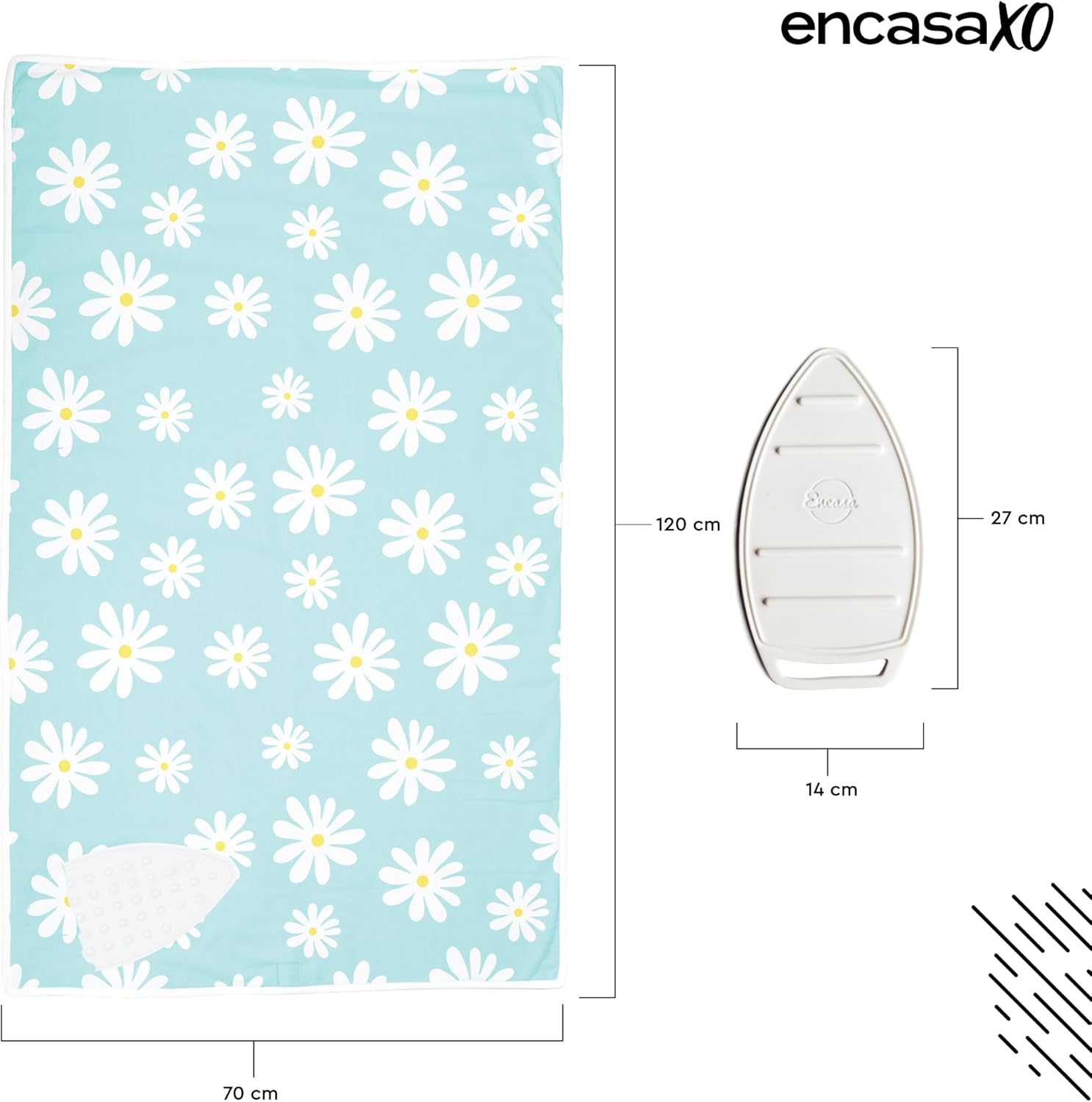 Encasa XO Ironing Mat/Pad (Large 48"x28") with 3mm Padding & Silicone Iron Rest for Steam Pressing