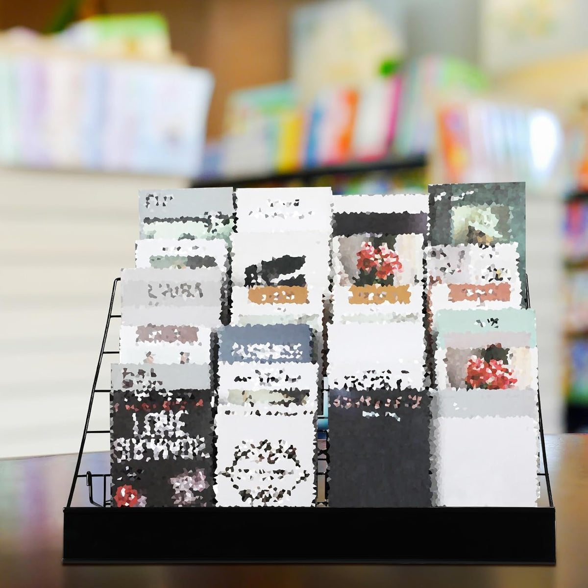 Queekay 6 Tier Wire Countertop Rack black Comic Book Holders Wide Wire Magazine Rack Tabletop