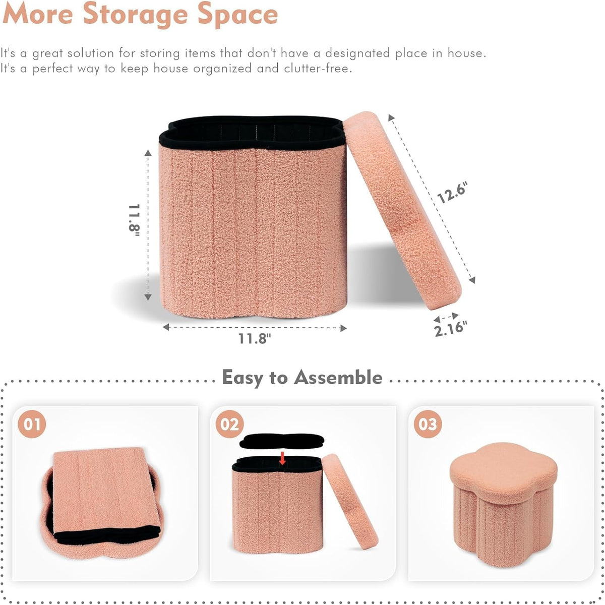 B FSOBEIIALEO Storage Ottoman Cube, Flowers Shaped Ottomans with Storage Foot Stool Footrest for