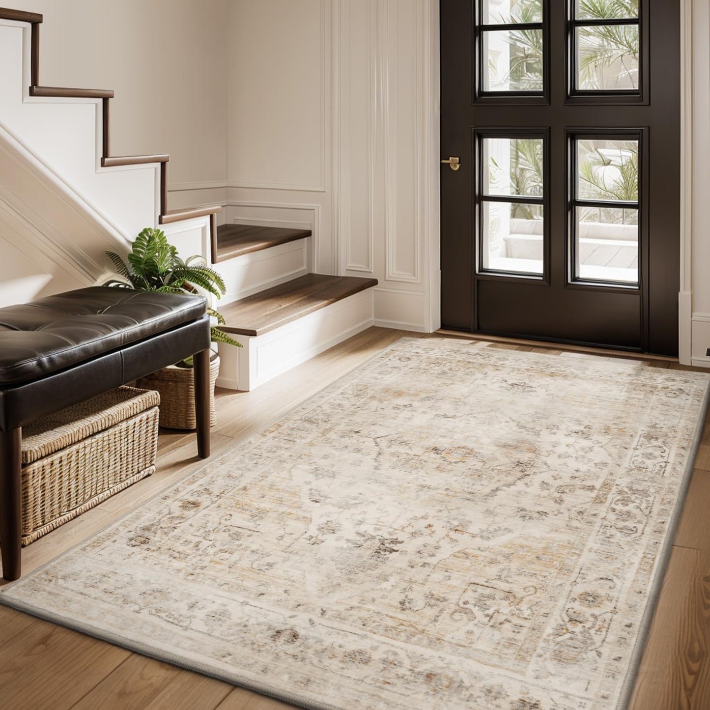 AMOAMI-3X5 Area Rug-Soft Washable Vintage Throw Accent Rugs for Living Room, Entryway, Bedroom