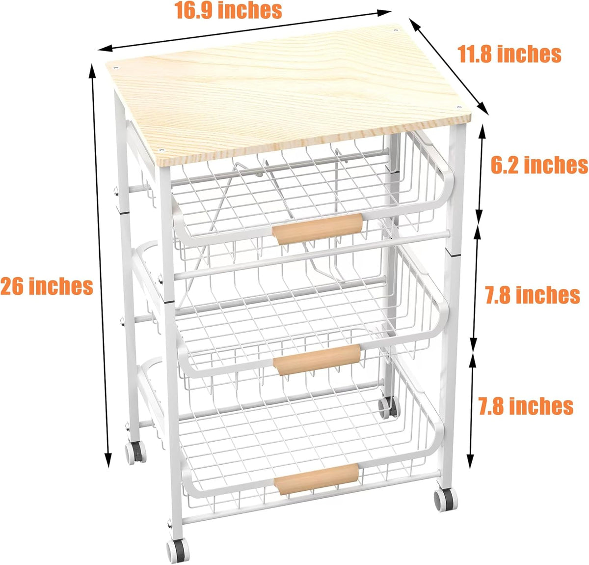 4-Layer Fruit Basket Kitchen Food Storage Organizer and Storage Rack, Stackable Storage cart with