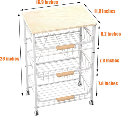 4-Layer Fruit Basket Kitchen Food Storage Organizer and Storage Rack, Stackable Storage cart with