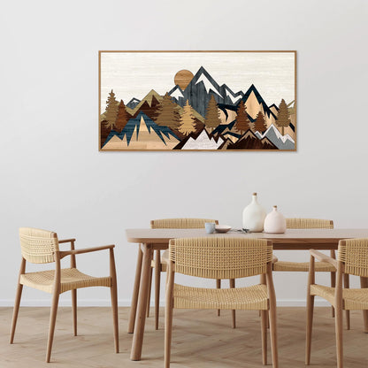 SIGNINART Large Mountain Framed Canvas Wall Art, Boho Sunrise Wilderness Wall Decor, Vintage Forest