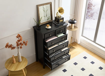 BLANKSPACE Black Dresser, 6 Chest Drawer Dresser for Bedroom, Large Capacity Nightstand, Modern