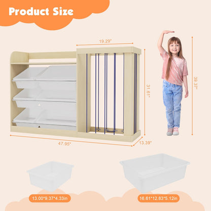 Kids Toy Storage Organizer with 6 Removable Plastic Bins Toddler Montessori Bookshelf with Stuffed