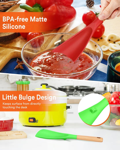 Cooking Spoon for Nonstick Cookwares, Great for Cooking and Serving Sturdy BPA-Free Matte Silicone