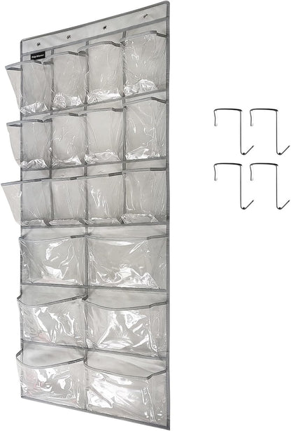 Extra Large Hanging Crystal Clear Over Door Shoe Organizer, Closet Shoe Rack with 12+6 Pockets, 8