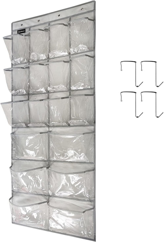 Extra Large Hanging Crystal Clear Over Door Shoe Organizer, Closet Shoe Rack with 12+6 Pockets, 8