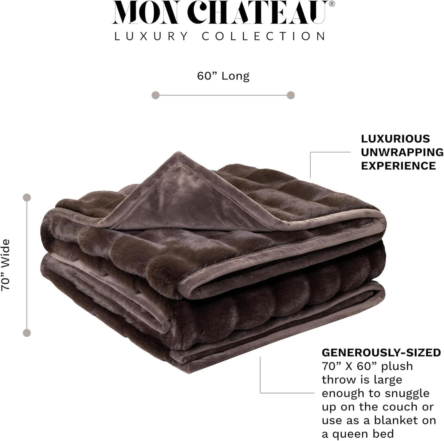 Mon Chateau Premium Reversible Luxury Faux Fur Throw for Couch, Sofa, or Bed - Plush Cozy Soft