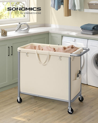 SONGMICS Laundry Basket with Wheels, Rolling Laundry Hamper, 47.5 Gallons (180 L), Removable Liner