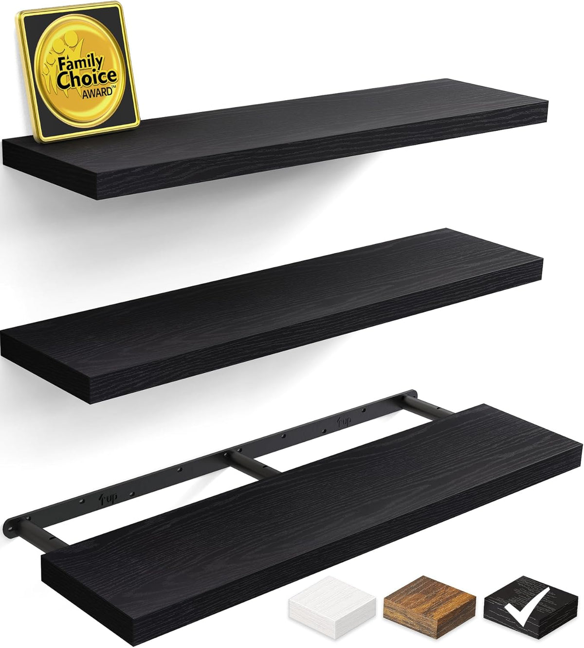 BAYKA Floating Shelves for Wall, 36 inches Long Wall Mounted Rustic Wood Shelves for Bathroom