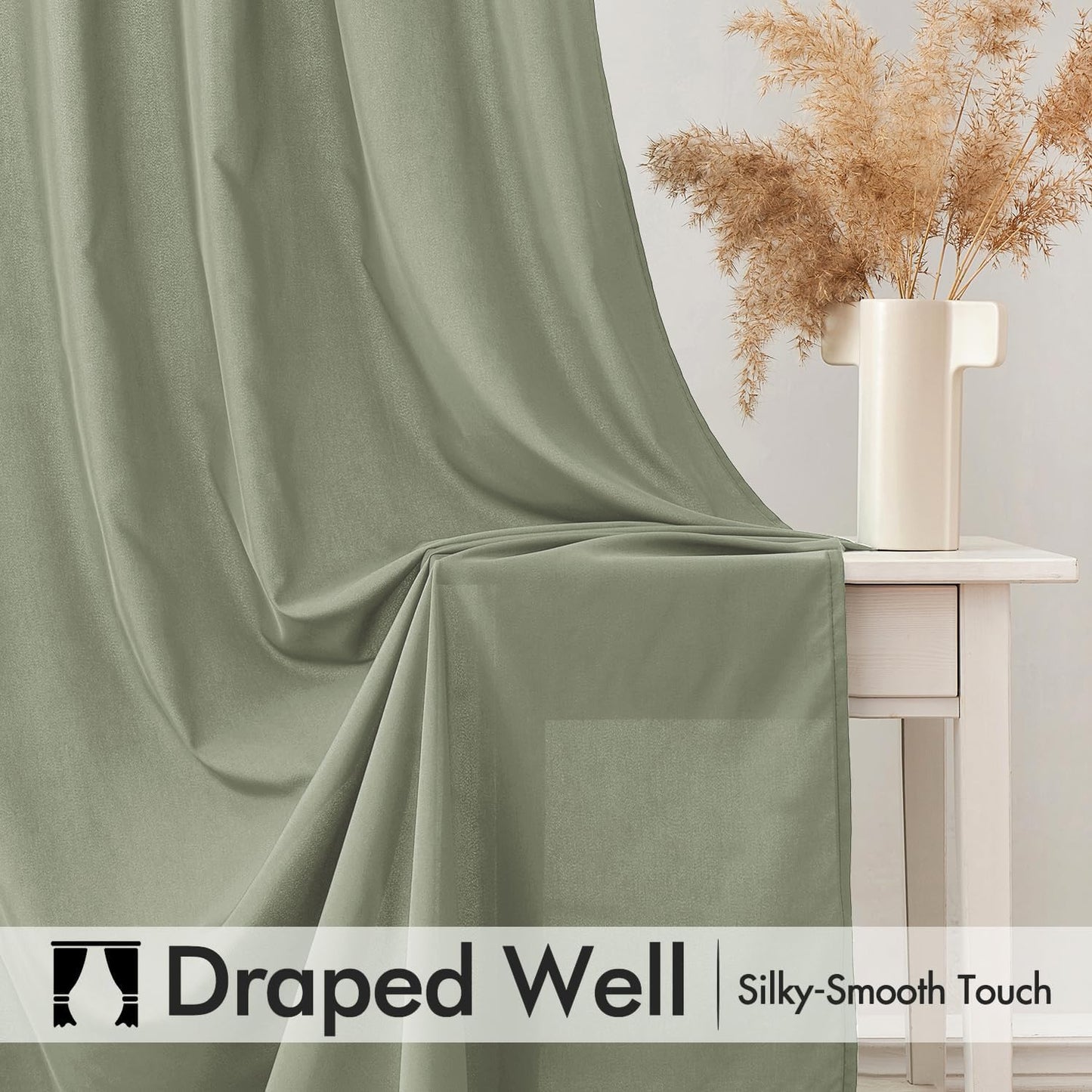 MIULEE Sage Green Privacy Sheer Curtains That Let Light in 84 Inches Long Non-See-Through Semi