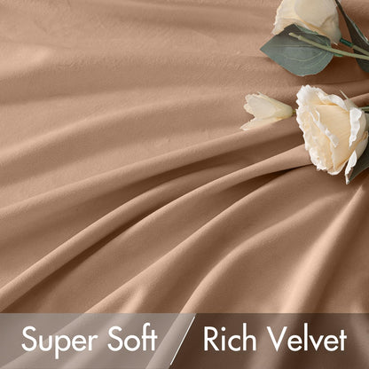 MIULEE Blush Beige Velvet Curtains 90 inches 2 Panels - Luxury Room Darkening Window Drapes for