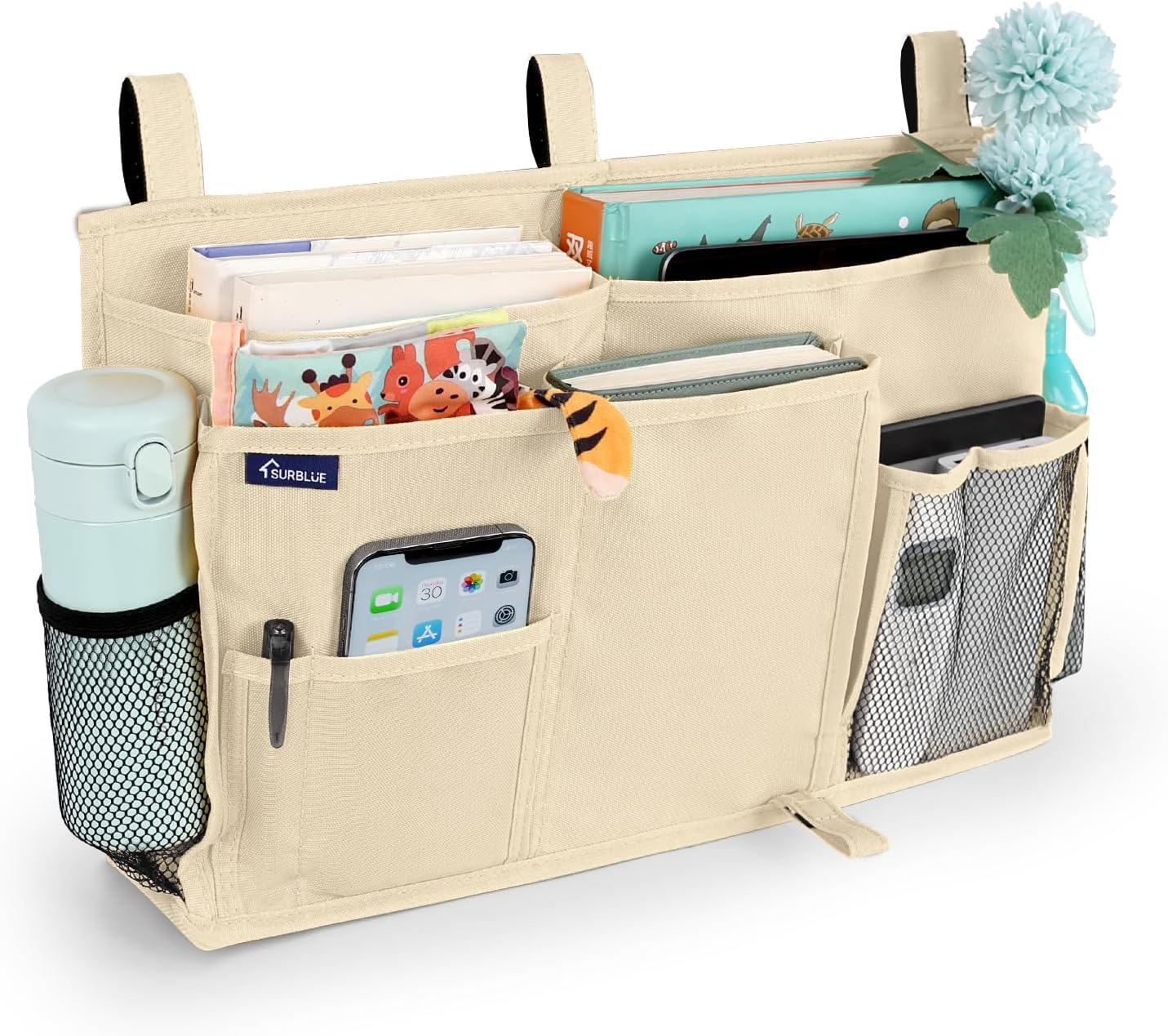 Surblue Bedside Caddy Hanging Organizer Storage Bag Pocket for Bunk, Hospital, College Dorm Rooms