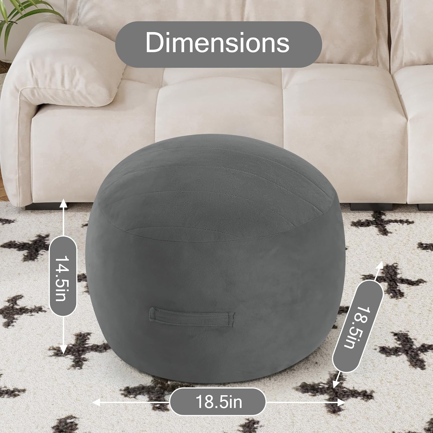 MeMoreCool Round Stuffed Pouf Ottoman Foot Rest, Floor Pouf Foot Stool with Soft Foam Chunk