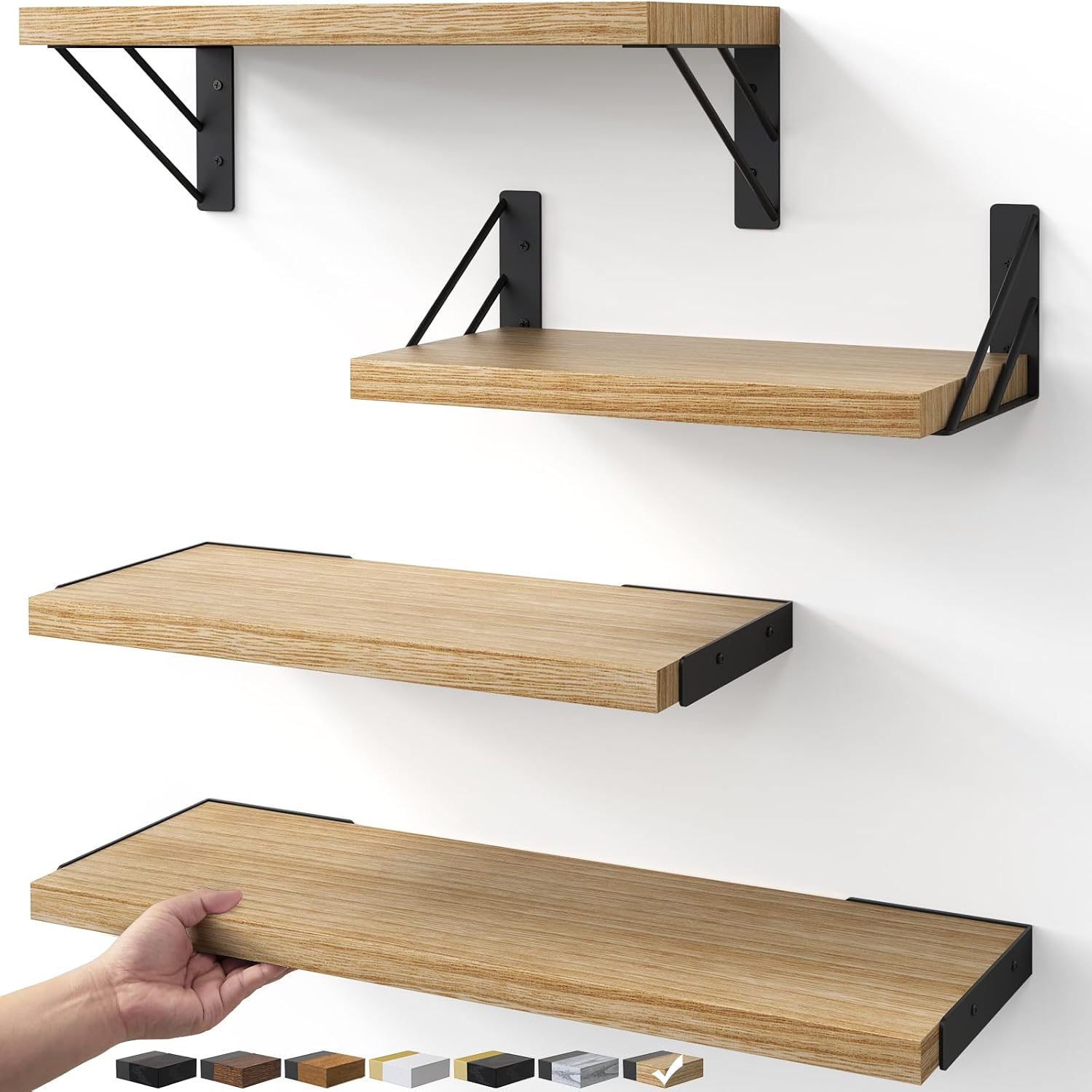 BAYKA Wall Shelves for Bedroom Decor, Floating Wall Shelves for Living Room Kitchen Storage, Wall