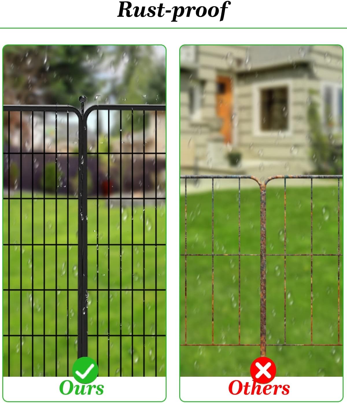 Decorative Black Metal Fencing Garden Fence with Gate, 50ft(L) 40in(H) 22 Fence Panels No Dig Fence