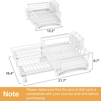 Dish Drying Rack - Extendable Dish Rack, Large Sink Drying Dish Drainer for Kitchen Counter