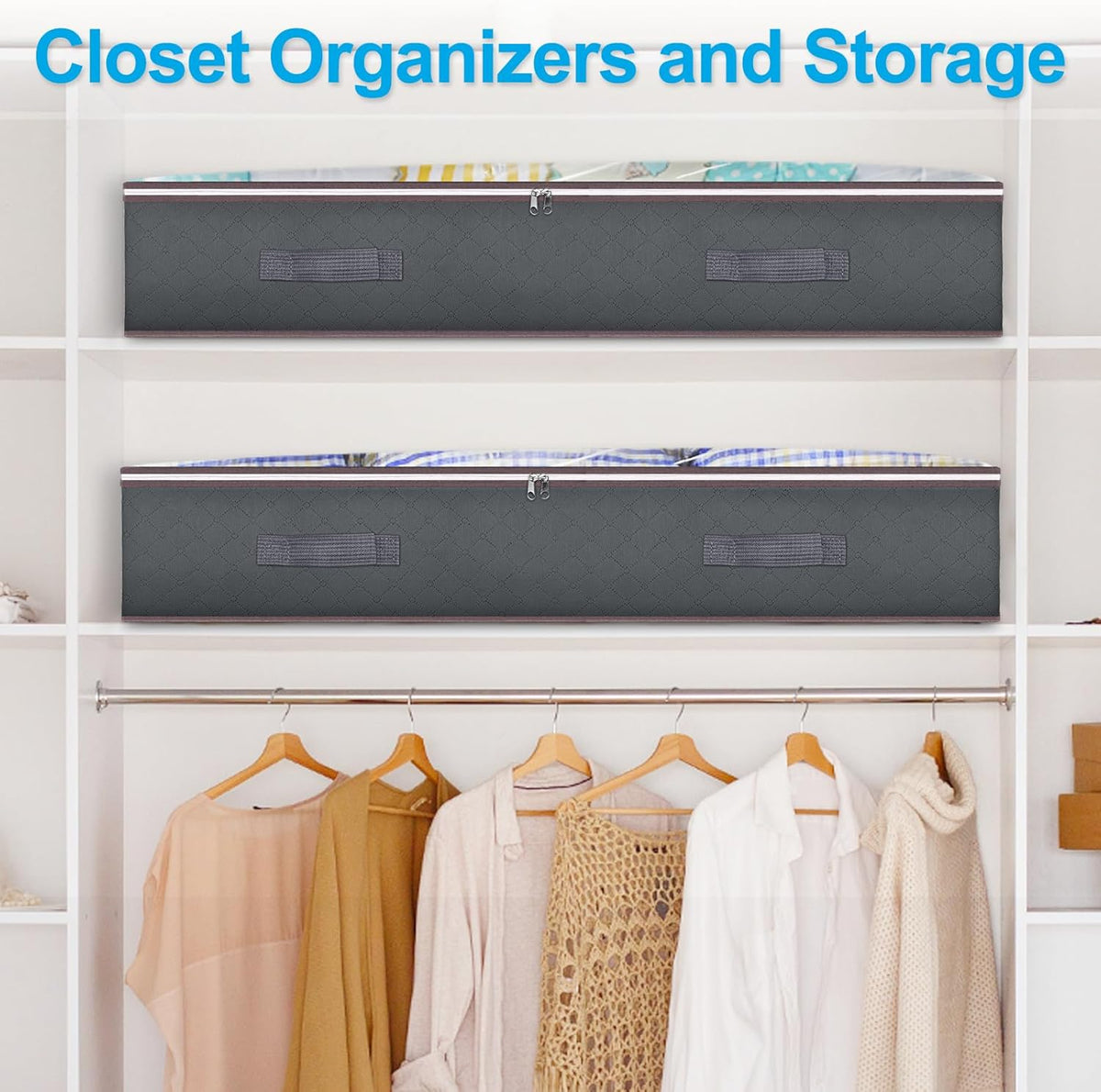 Budding Joy 90L Under Bed Storage Containers, Closet Organizers and Storage Bins, Foldable Underbed