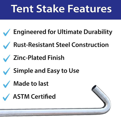 Steel Tent Stakes Heavy Duty Ground Stake, Metal Stakes to Anchor Commercial Inflatables, Outdoor