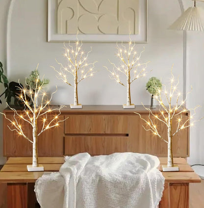 EAMBRITE Home Decorations Light Up White Birch Tree Indoor Christmas Decor, 4 Pack Battery