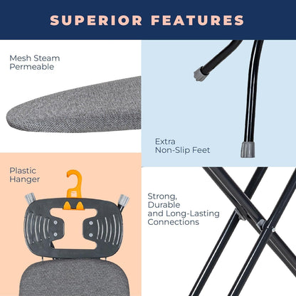 Ironing Board with Iron Rest, Iron Board with 3 Layers Extra Thick Cover, Compact and Space Saver