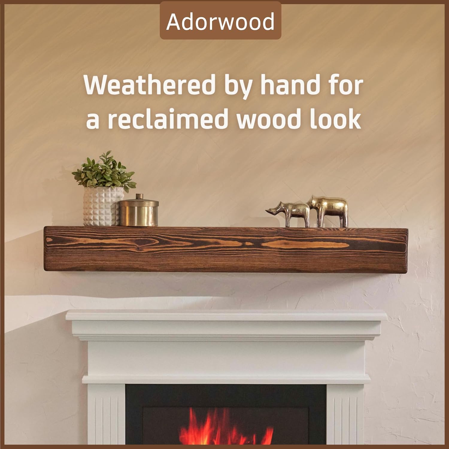 Handmade Fireplace Mantel Shelf, Extra Wide Rustic Wood Mantles for Over Fireplace, Wall Mounted