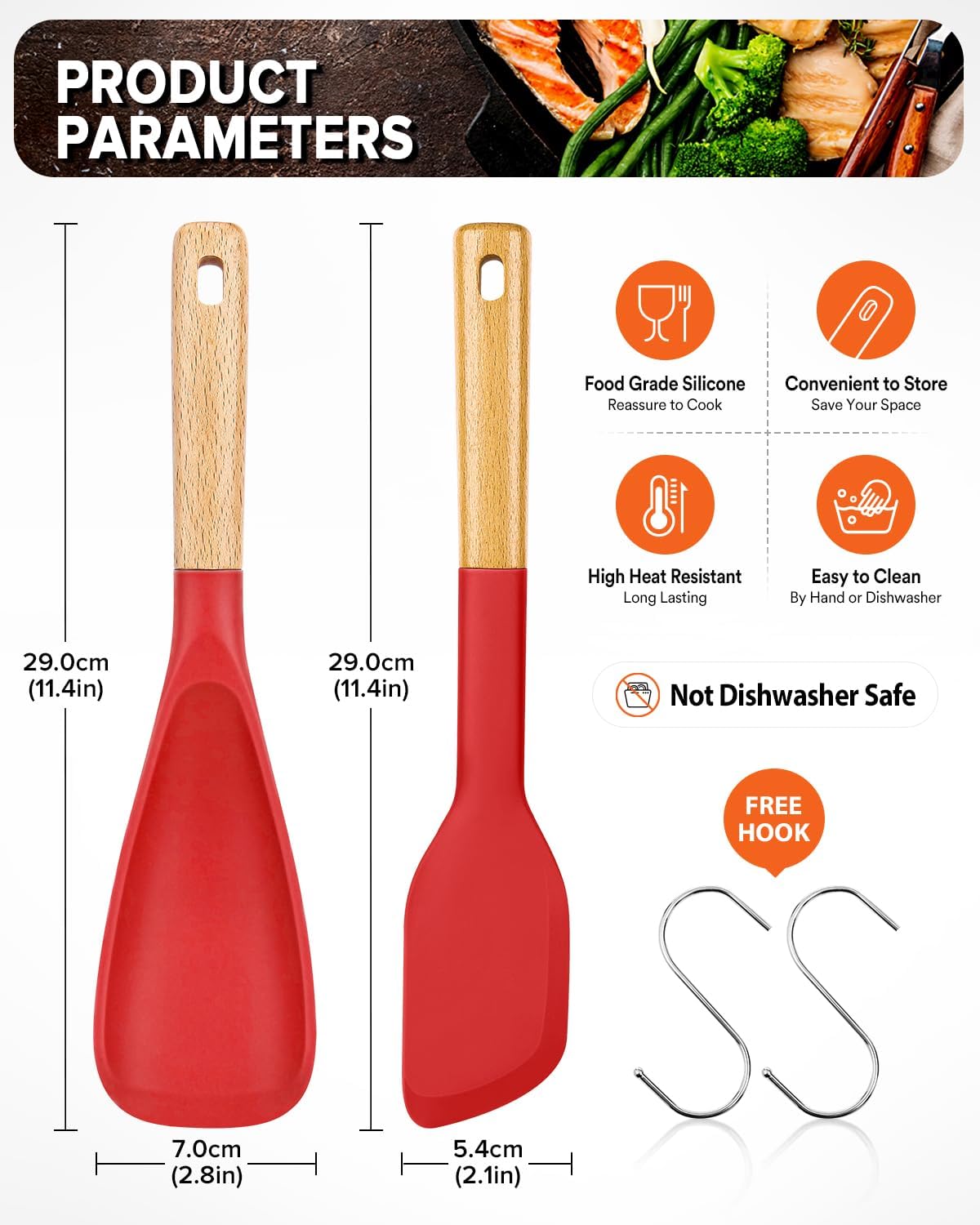 Cooking Spoon and Scraper for Nonstick Cookwares, Great for Cooking and Serving Durable BPA-Free