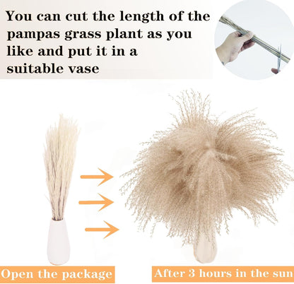 Dried Pampas Grass Decor, 128PCS Pampas Grass with Bunny Tails Dried Flowers, Reed Grass Bouquet