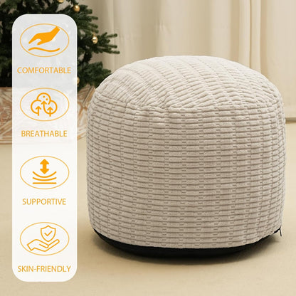 Round Stuffed Pouf Ottoman for Foot Rest, Storage Ottoman Pouf Foot Stool Cushion, Faux Fur Poufs