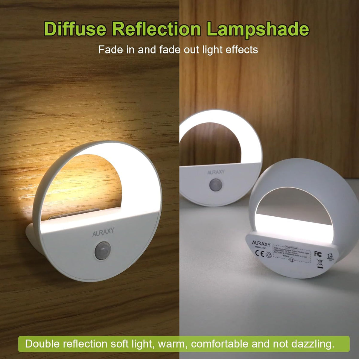 Rechargeable Motion Sensor Night Light, Battery Night Lights LED Cool White Magnetic Stick-on