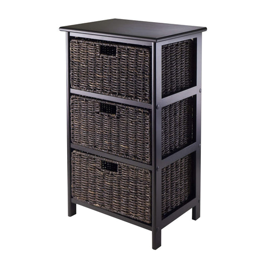Winsome Omaha Home Storage Rack with 3 Baskets, Stackable Storage Bins for Home Organizing