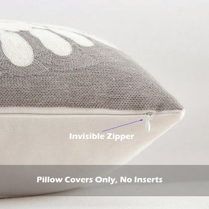 HWY 50 Grey Gray Decorative Throw Pillow Covers 18x18 Inch (1 Piece), Modern Embroidered Cotton