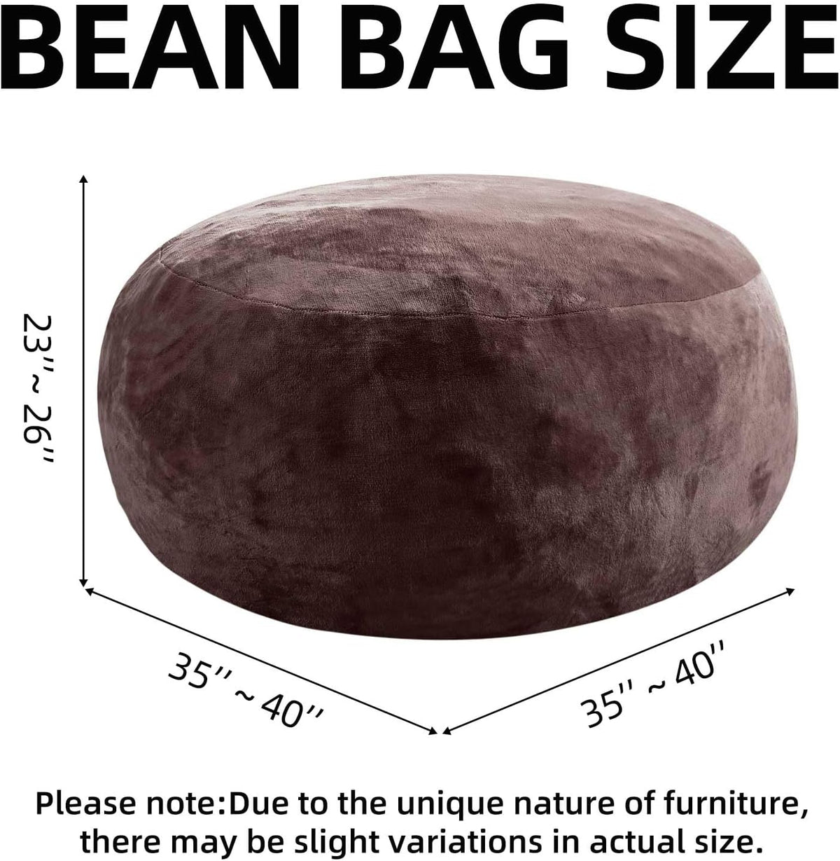 Bean Bag Chair 3Ft, Memory Foam Filled, Large Beanbag Chairs for Adults and Teens, Soft Sofa with