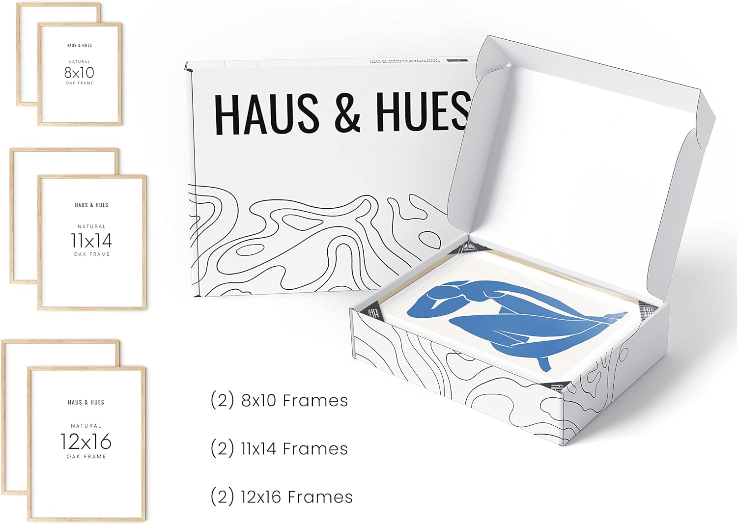 HAUS AND HUES Natural Wood Picture Frames - Set of 6 Frame Sets for Wall Collage, Gallery Wall