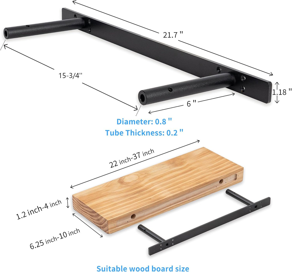 Heavy-Duty Floating Shelf Bracket, , Hidden Shelf Bracket for Mantel, if Installed on Studs