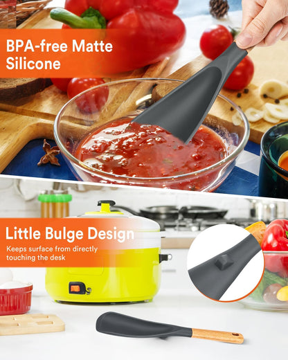 Cooking Spoon for Nonstick Cookwares, Great for Cooking and Serving Sturdy BPA-Free Matte Silicone
