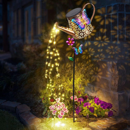 Solar Watering Can with Lights Outdoor Garden,Waterproof Garden Stake Lights Decoration for Yard