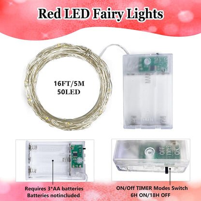 4-Pack Fairy Lights Battery Operated with Timer, 16FT 50 LED Waterproof Starry String Lights
