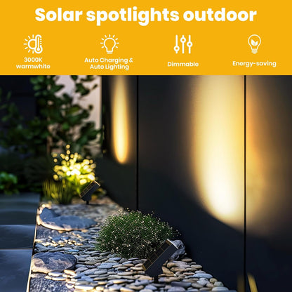 Solar Landscape Lights Outdoor, 3000K Dimmable Solar Pathway Lights, 500LM Solars Spot Light IP65