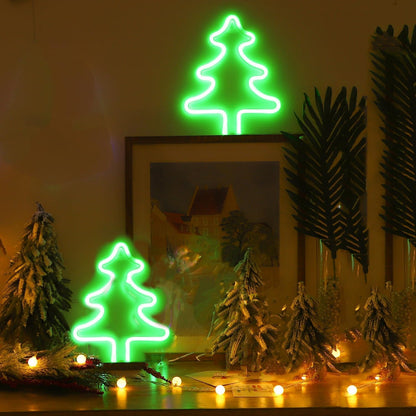 Christmas Tree Neon Light Signs for Bedroom Bedside Dorm Wall Decor,Neon Light up Christmas Decor