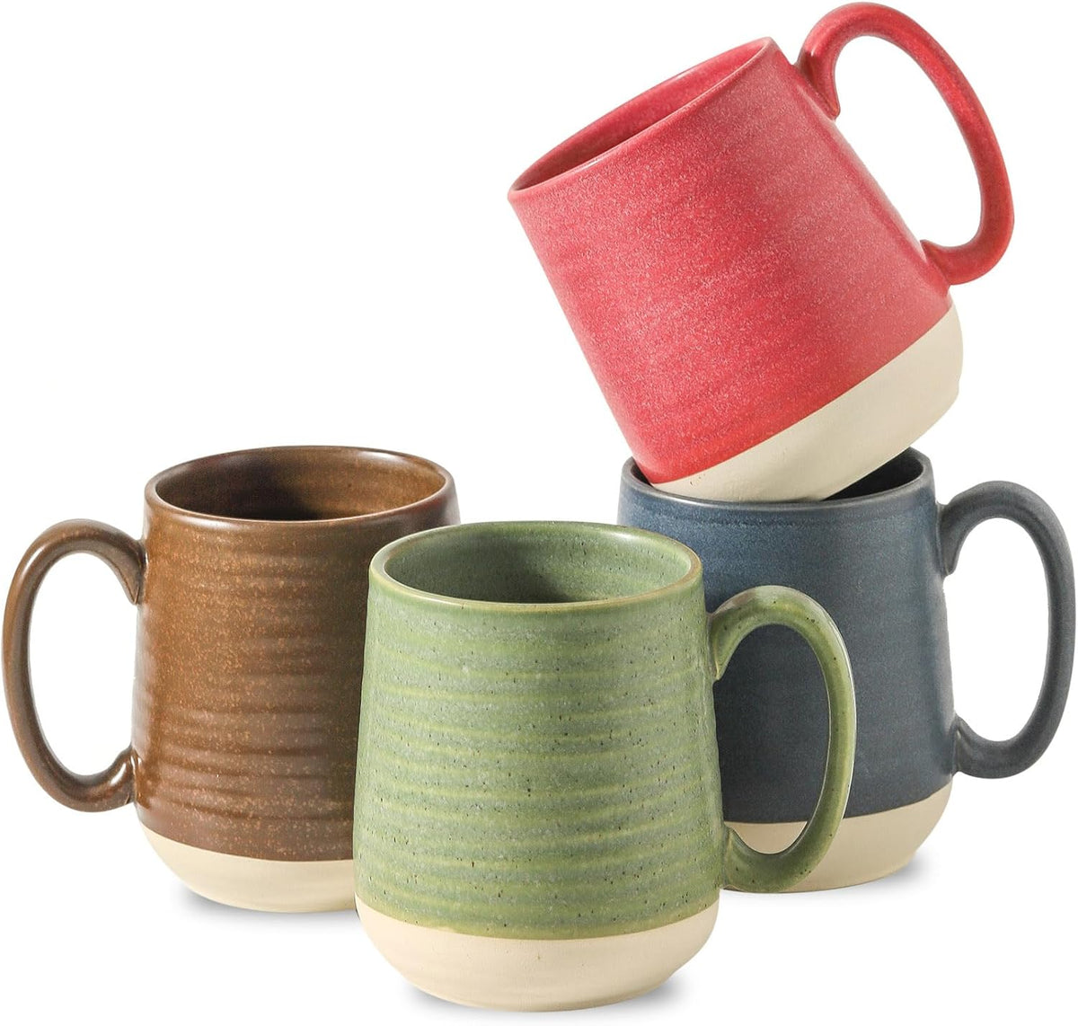 Hasense Coffee Mugs Set of 4, 15 oz Large Porcelain Mugs with Handle for Women Men, Colorful