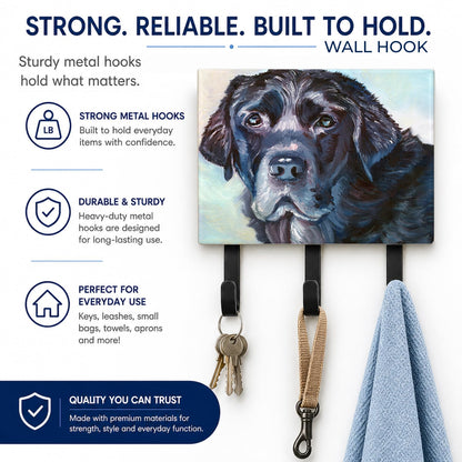 Caroline's Treasures 7419TH68 Black Labrador Face Leash or Key Holder, Wall Hooks, Key Hooks