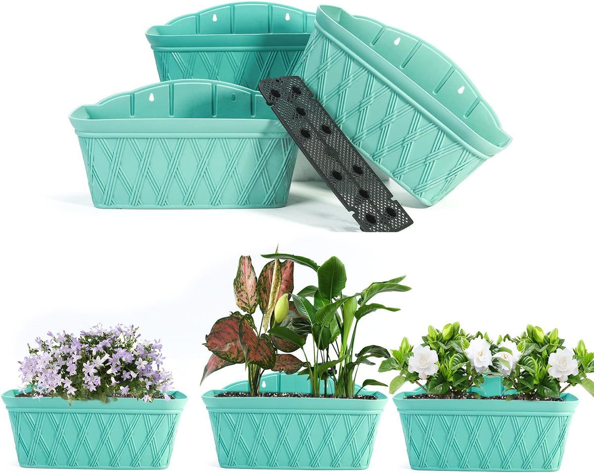 Sungmor 3 Pack Wall Hanging Planters, 16.5 Inch Railing Fence Hanging Flower Pots, Thickened