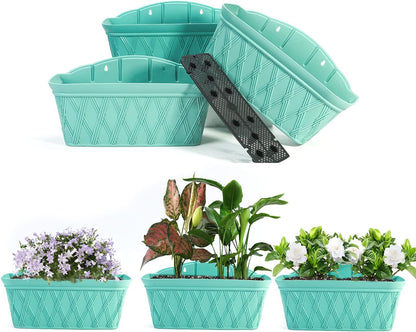 Sungmor 3 Pack Wall Hanging Planters, 16.5 Inch Railing Fence Hanging Flower Pots, Thickened