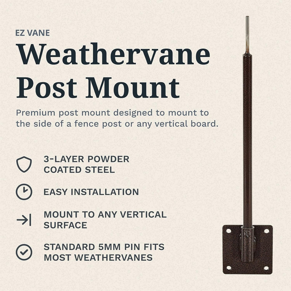 EZ Vane Birdhouse Weathervane — Post Mount, Wind Cups, Antique Copper Finish, Steel with Durable