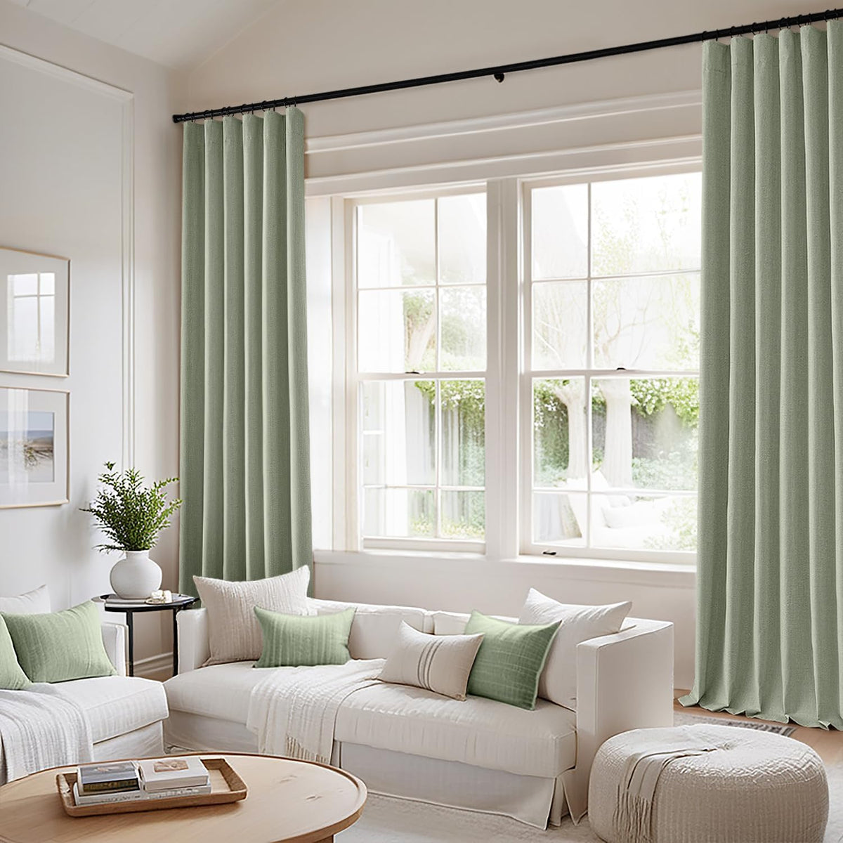 MIULEE 100% Blackout Curtains 108 Inch Long 2 Panels for Bedroom, Thick Luxury Faux Linen Black Out