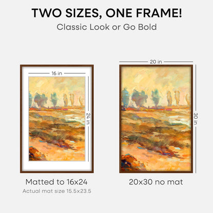 Homeforia 20 x 30 Walnut Frame, High End Dark Oak 20x30 Wooden Poster Frames with Mat 16x24, 20 x