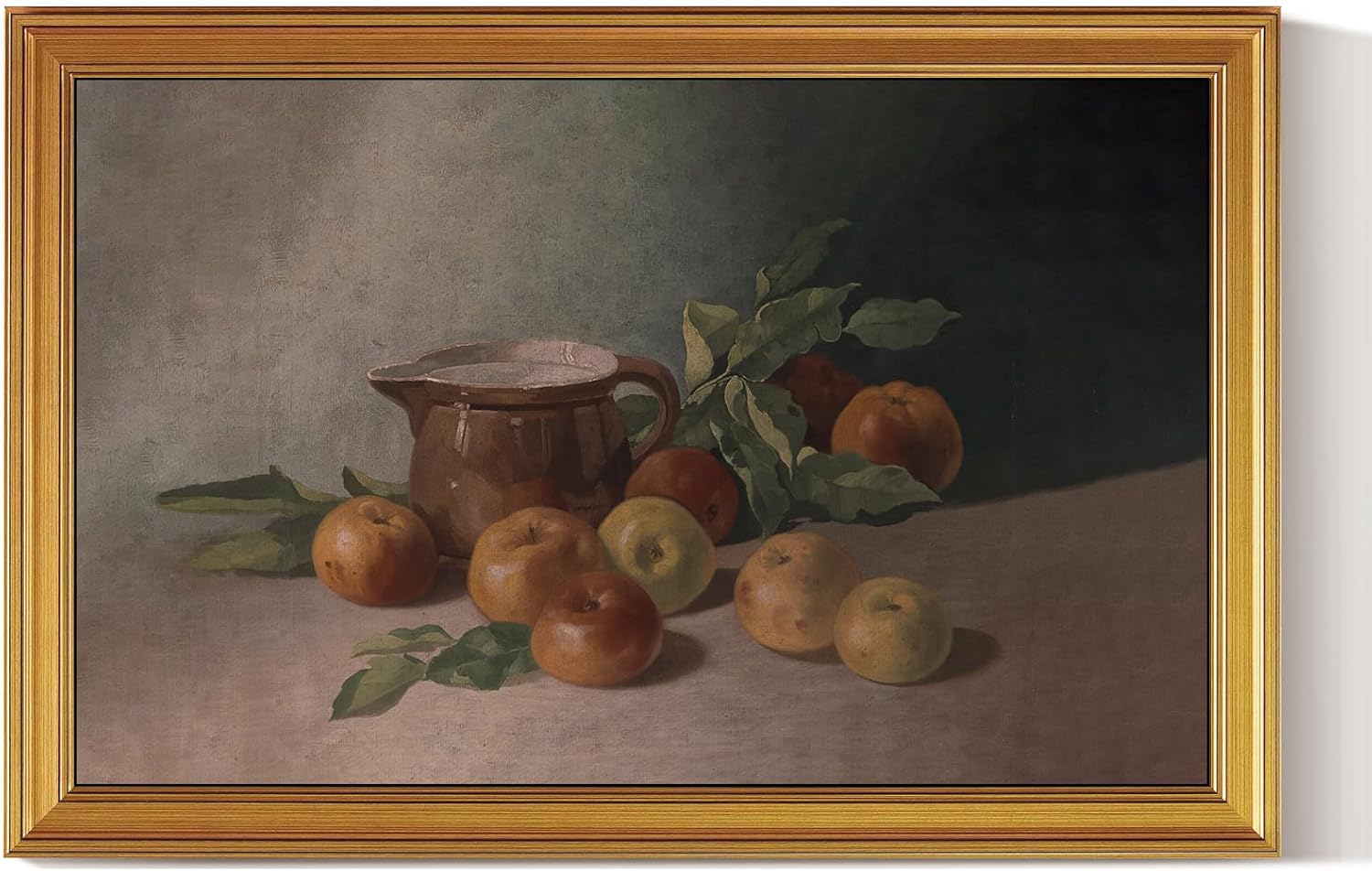 HUARCEY Gold Framed Vintage Wall Art for Living Room Harvest Apples Still Life Oil Painting Large
